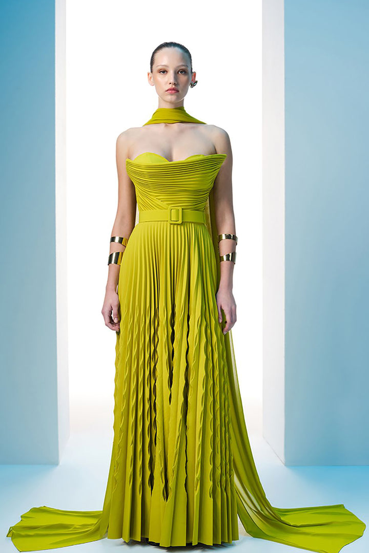 Crepe Strapless Dress with Bust Drape