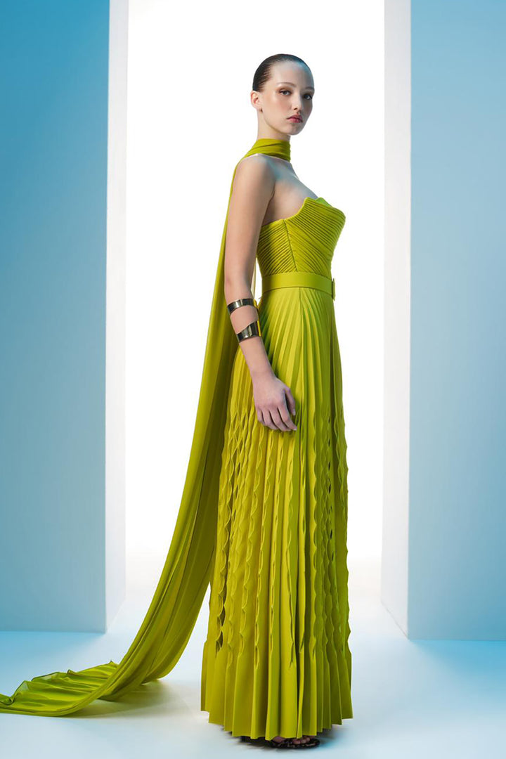 Crepe Strapless Dress with Bust Drape