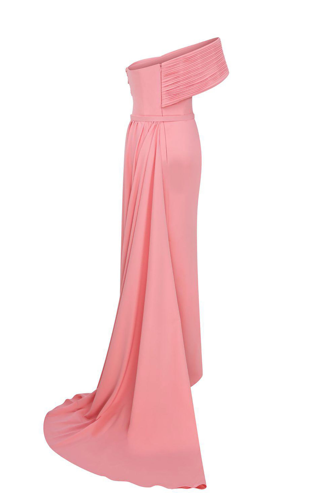 Crepe Dress Asymmetrical Bust With Draped Waist