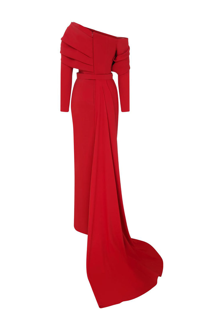 Crepe Dress Asymmetrical Bust And Draped Waist