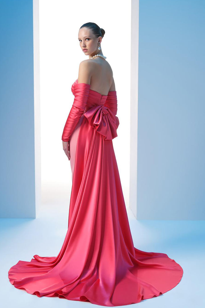 Satin Strapless Draped Bust Tail