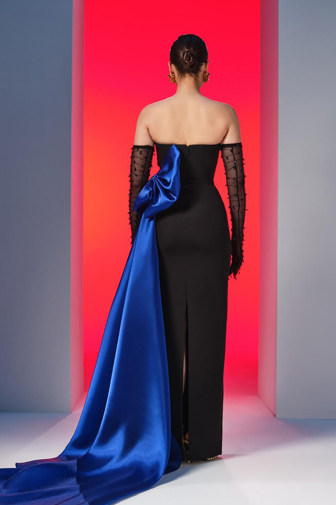 Crepe-Satin Organza Strapless Dress