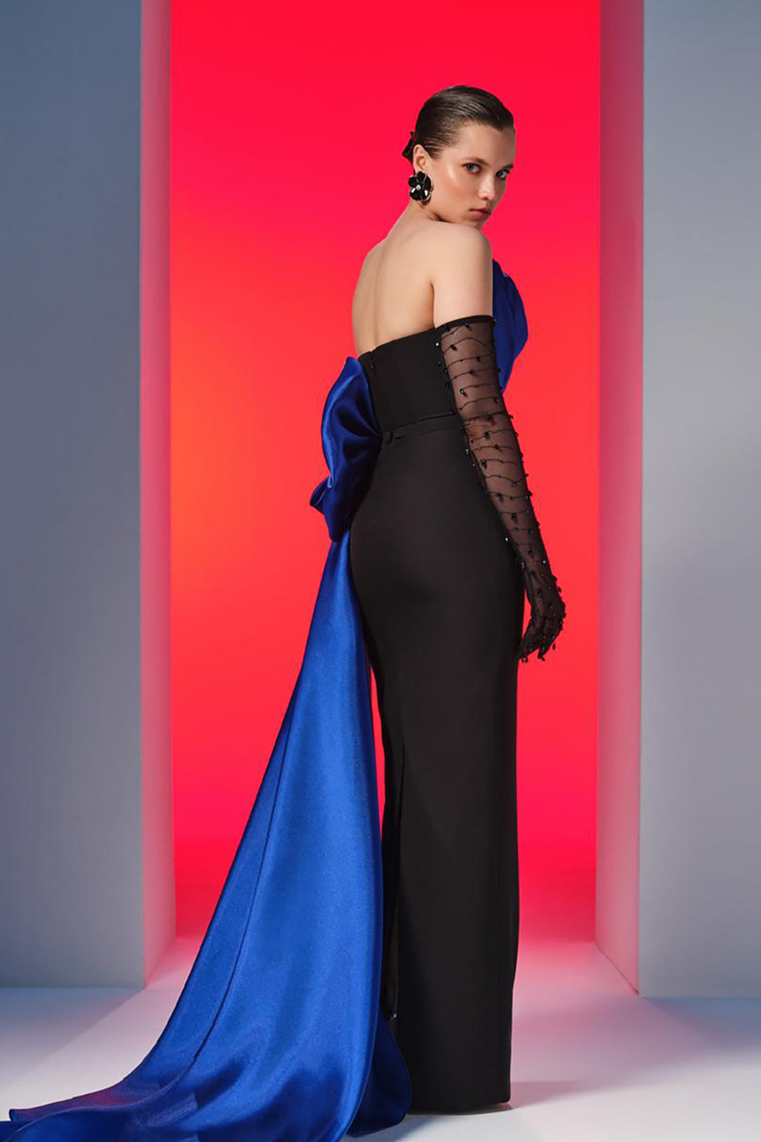 Crepe-Satin Organza Strapless Dress