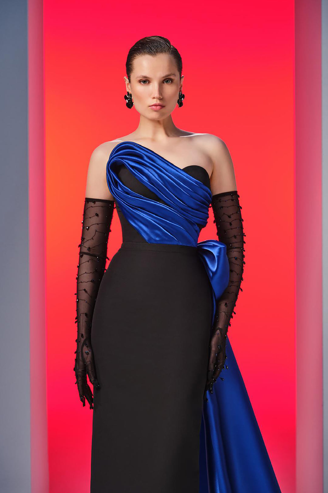 Crepe-Satin Organza Strapless Dress