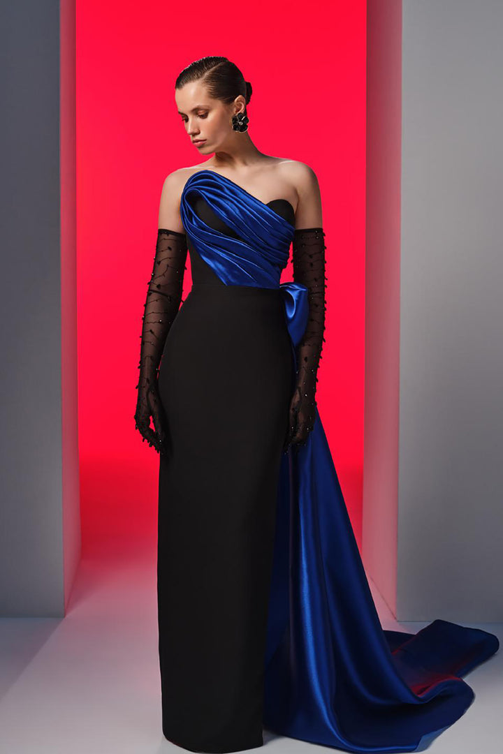 Crepe-Satin Organza Strapless Dress