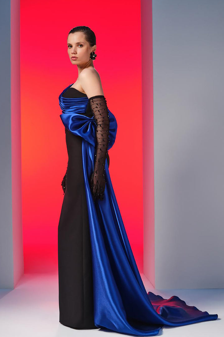 Crepe-Satin Organza Strapless Dress