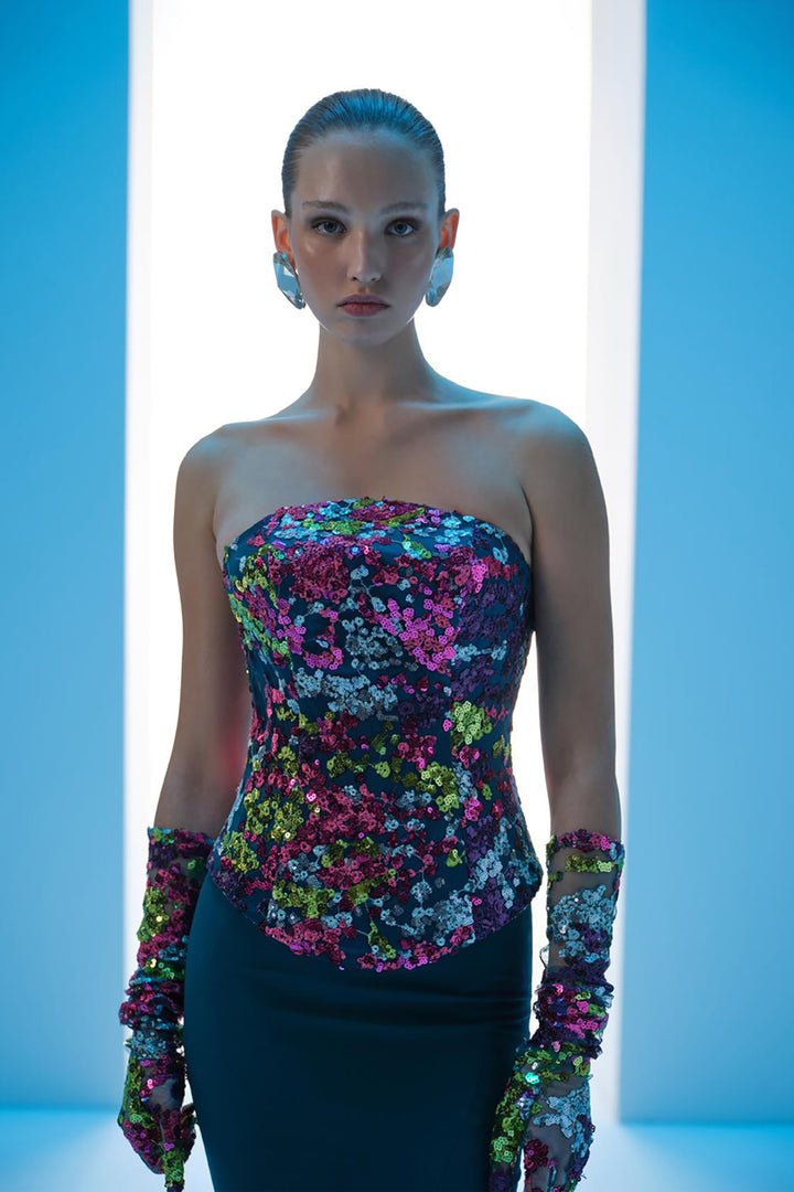 Payet And Crepe Dress Corset