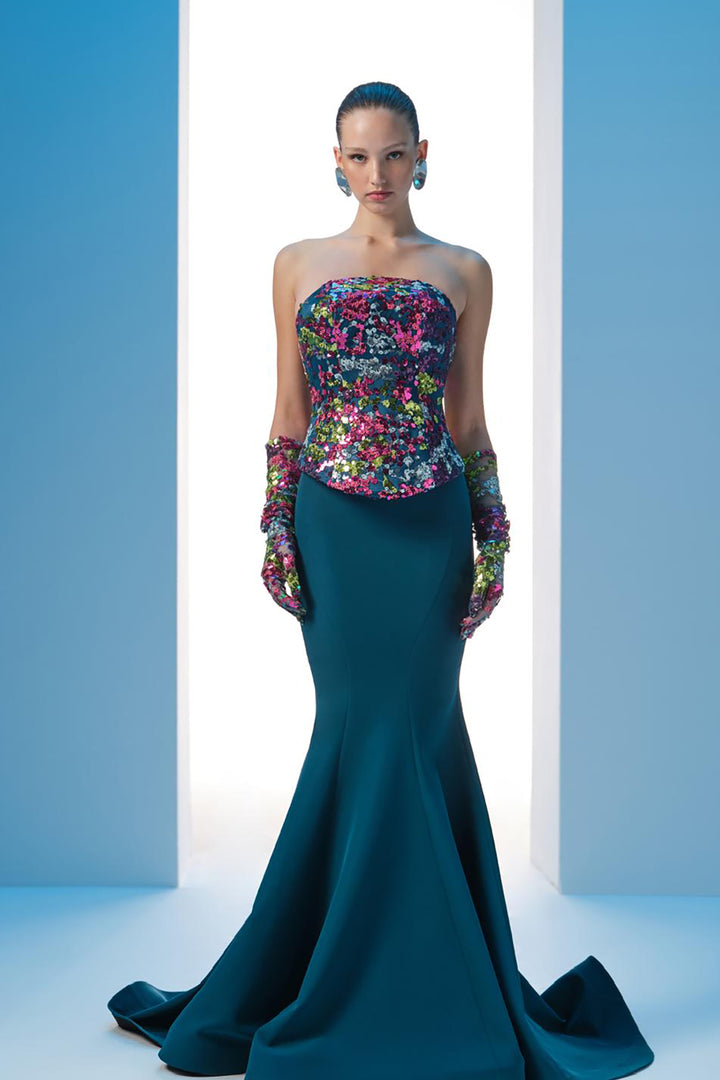 Payet And Crepe Dress Corset