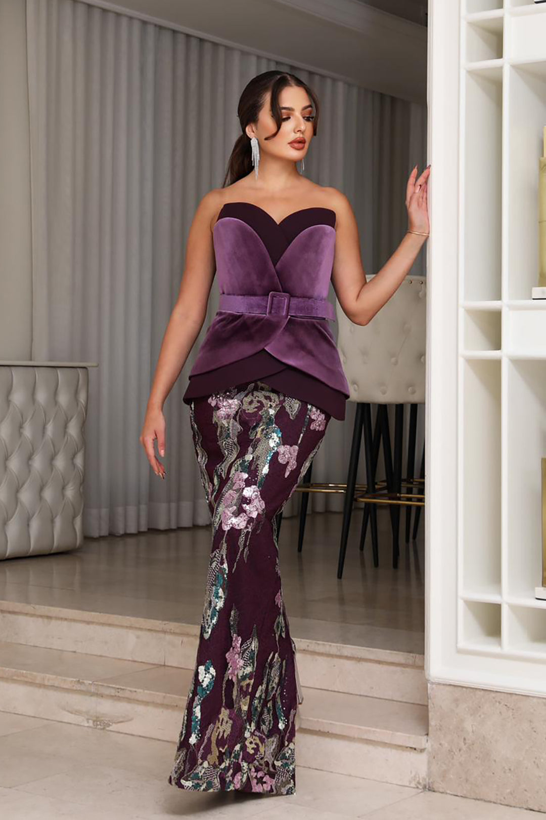 Satin Strapless Column Dress