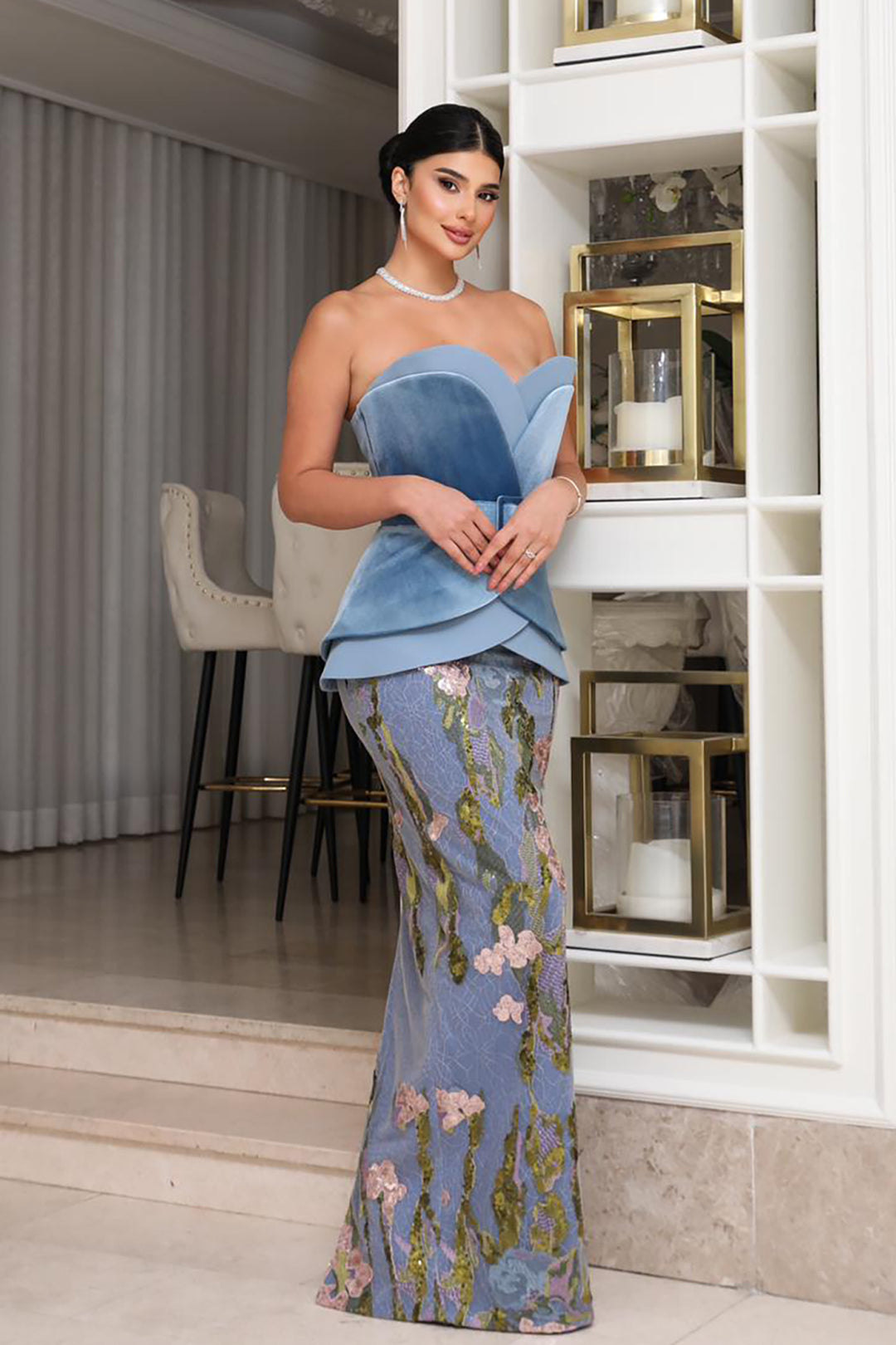 Satin Strapless Column Dress