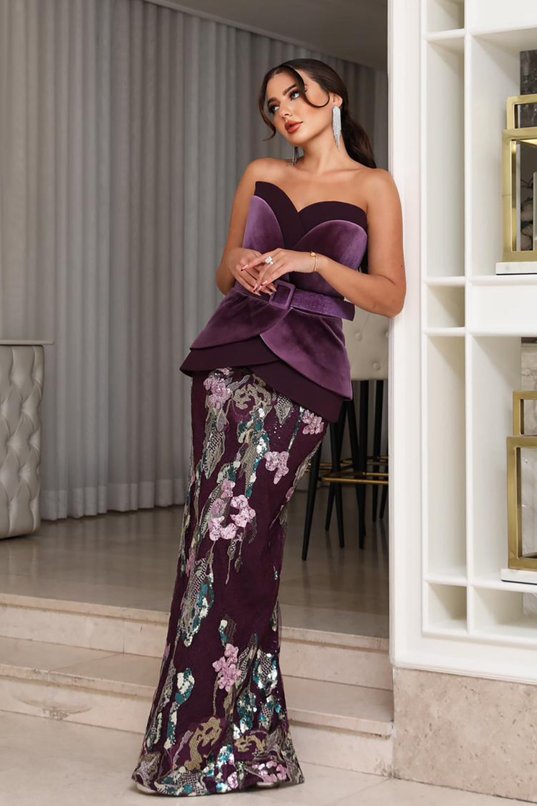 Satin Strapless Column Dress