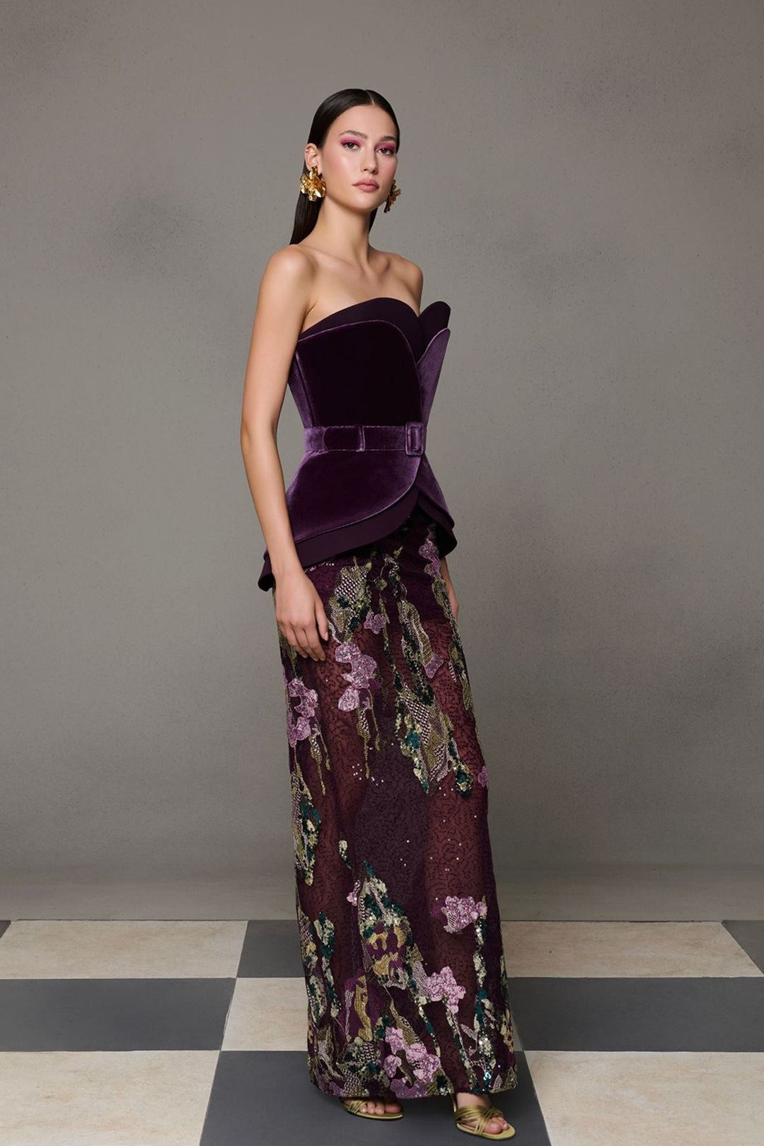 Satin Strapless Column Dress