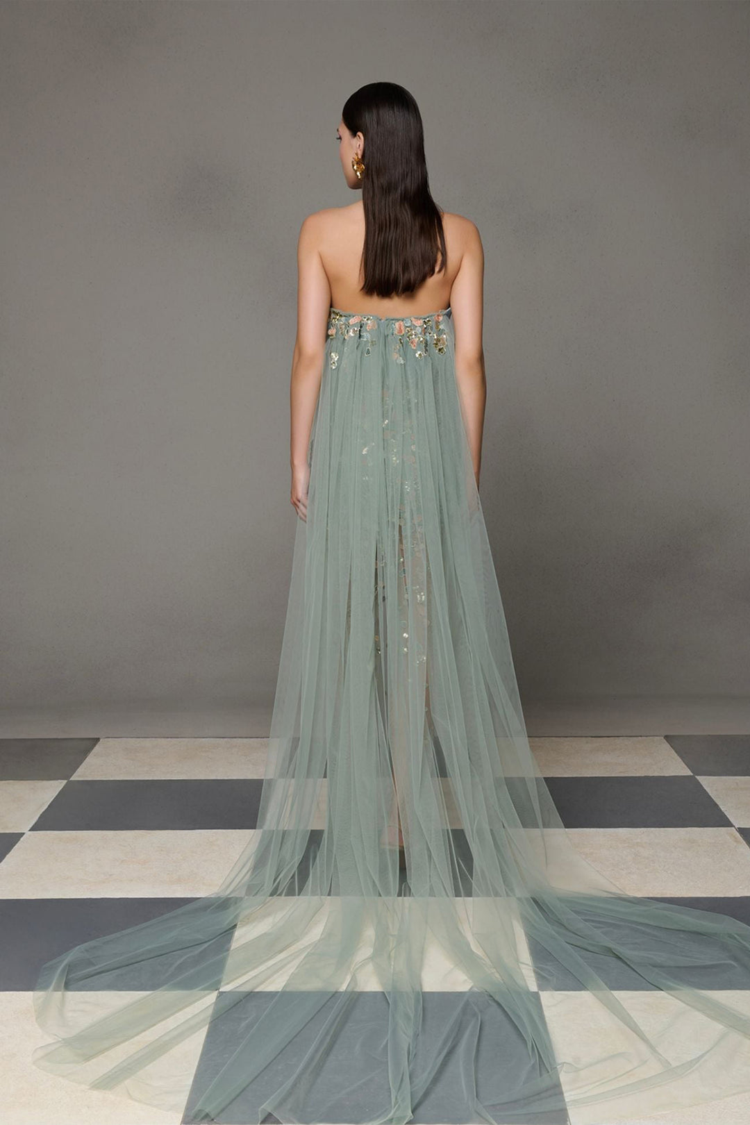 Mermaid Strapless Dress with Embellished Overlay