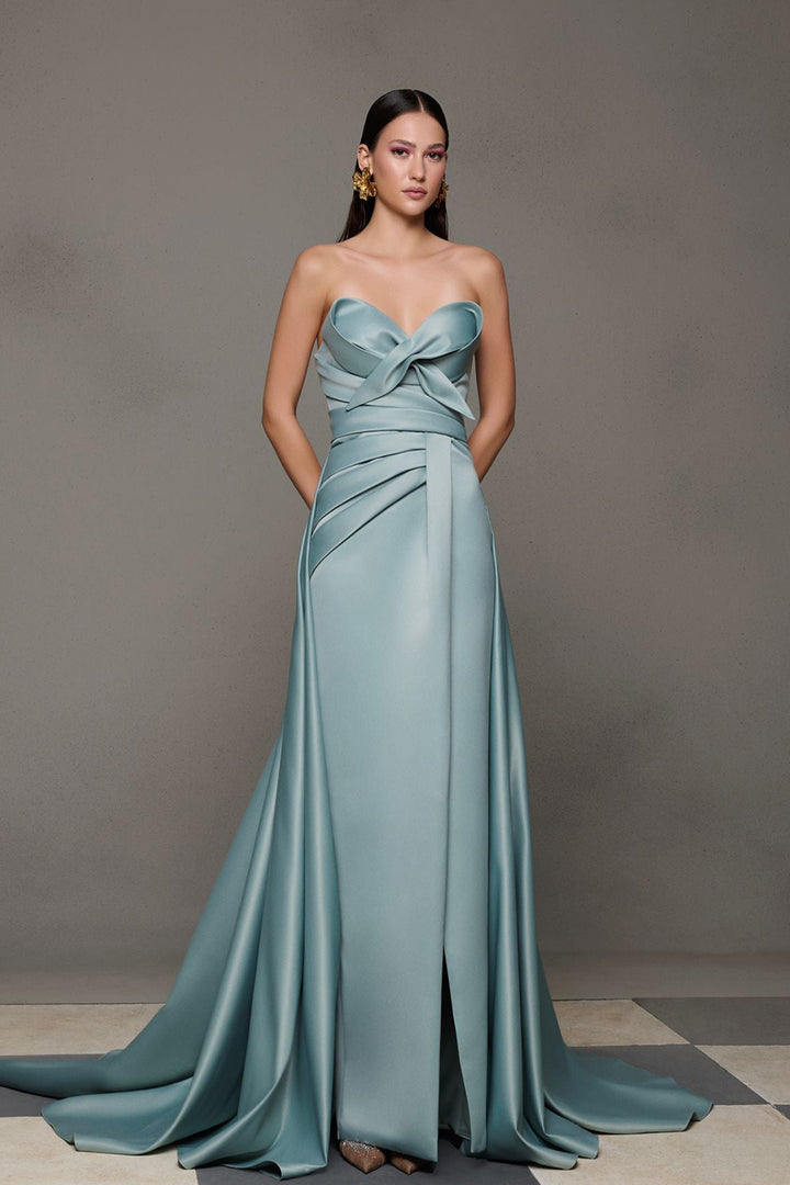 Mermaid Satin Dress with Overlay