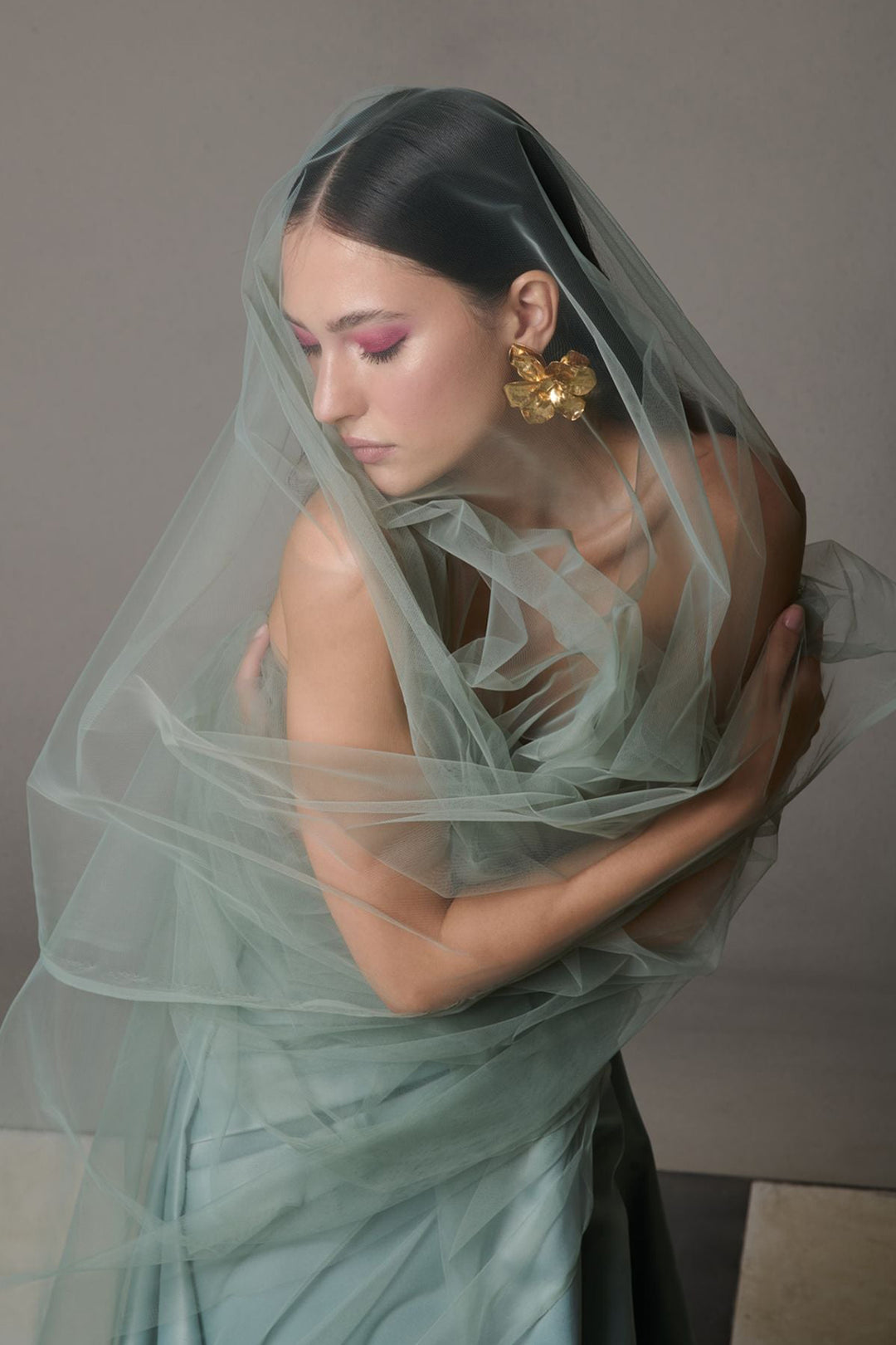 Mermaid Satin Dress with Overlay