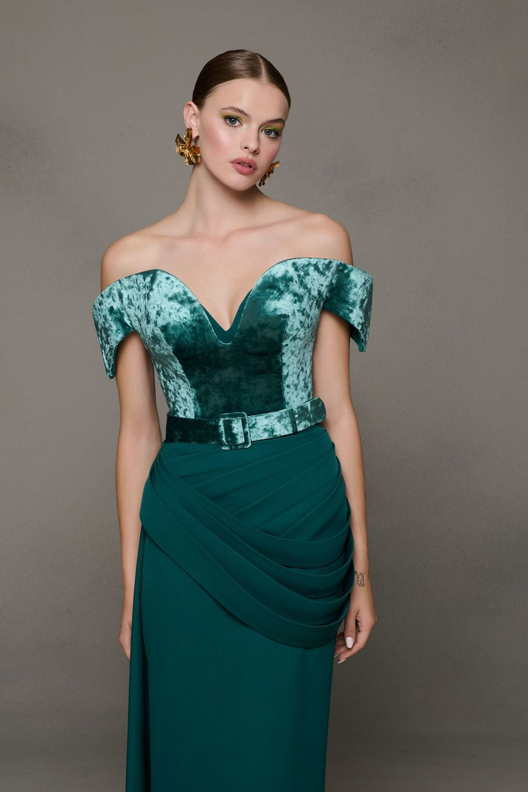 Mermaid Velvet Dress with Sculpted Bodice