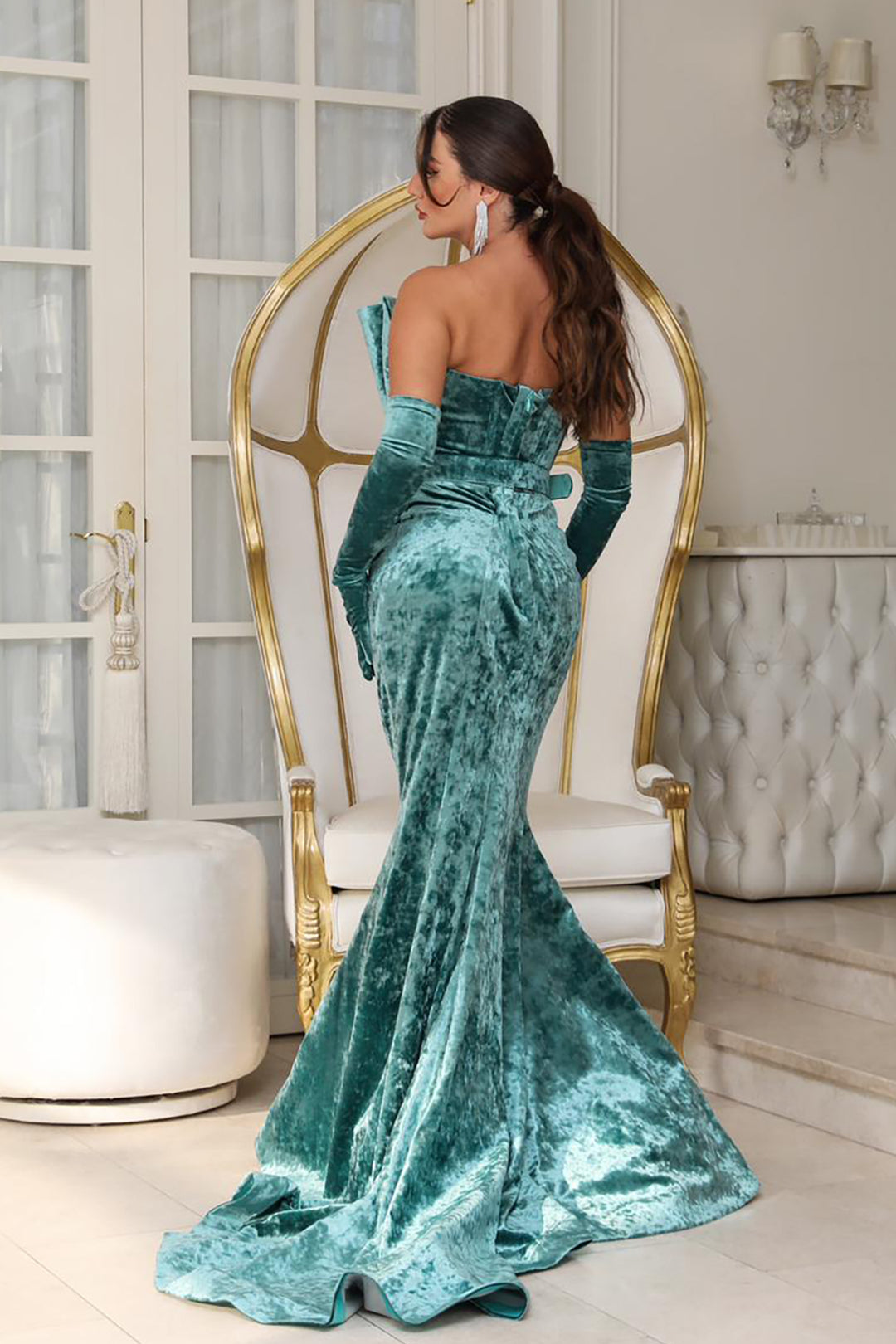 Velvet Off-The-Shoulder Mermaid Dress