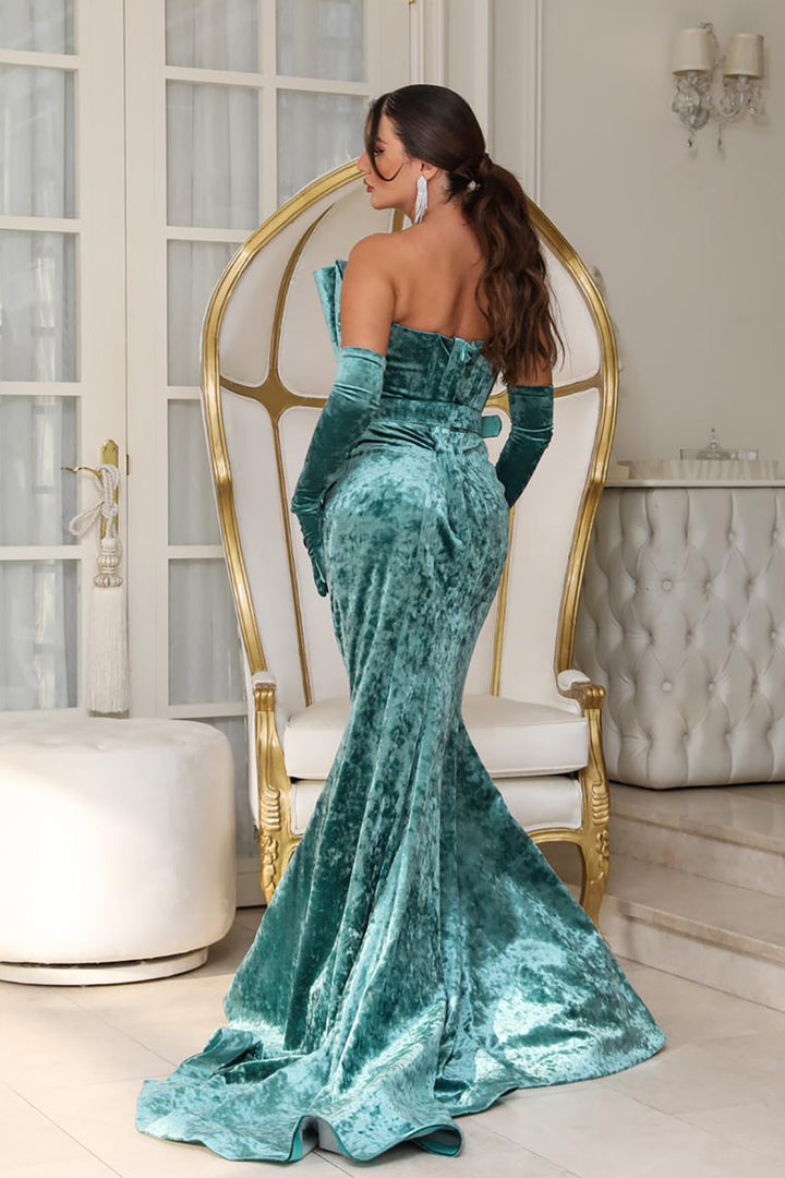 Velvet Off-The-Shoulder Mermaid Dress