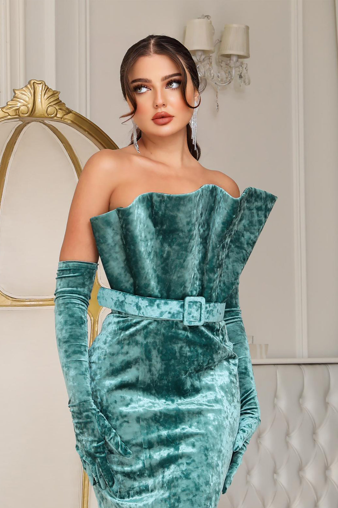 Velvet Off-The-Shoulder Mermaid Dress