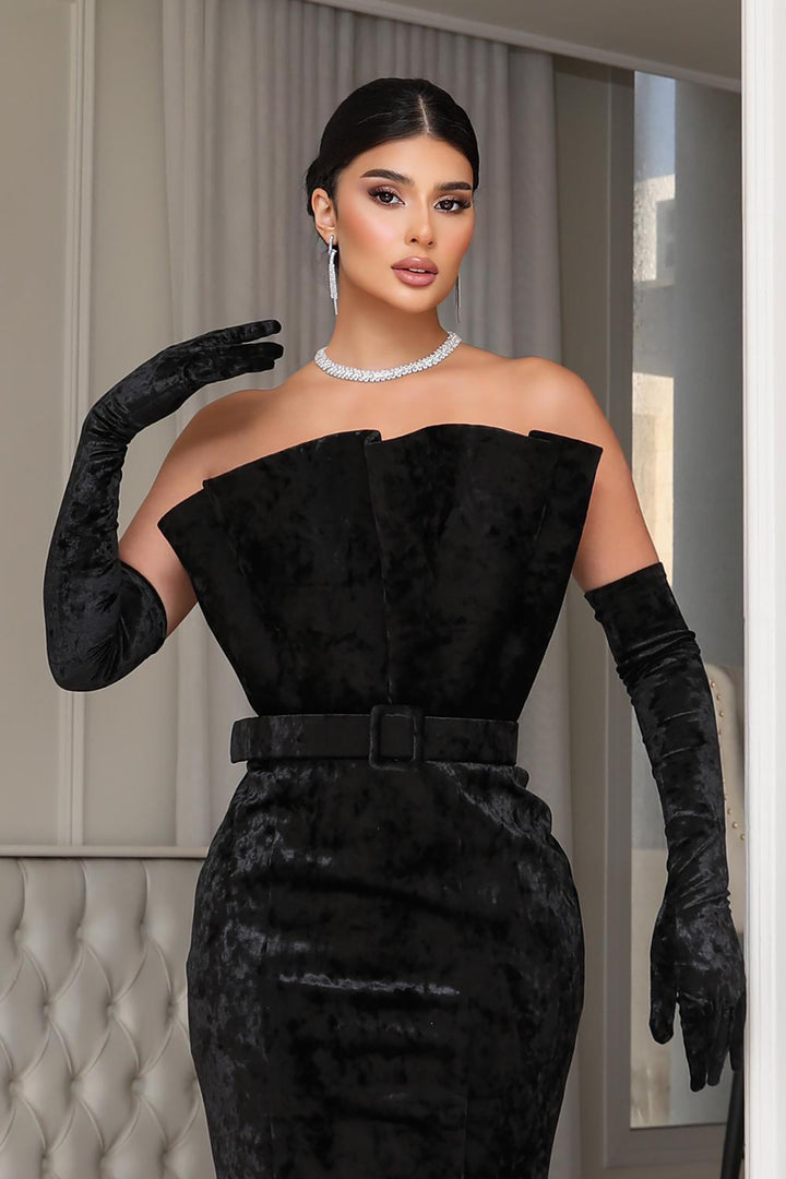 Velvet Off-The-Shoulder Mermaid Dress