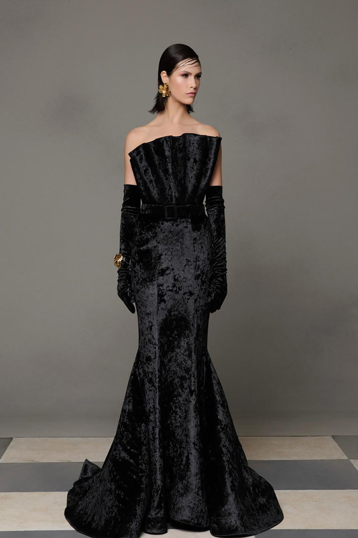 Velvet Off-The-Shoulder Mermaid Dress