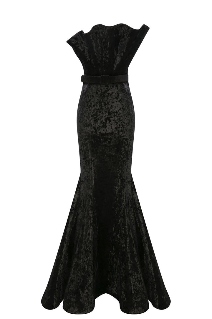 Velvet Off-The-Shoulder Mermaid Dress