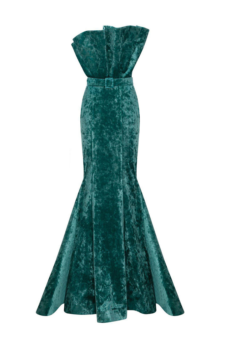 Velvet Off-The-Shoulder Mermaid Dress