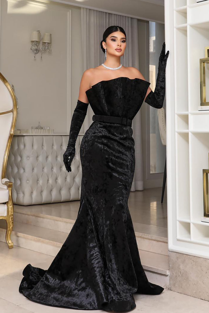 Velvet Off-The-Shoulder Mermaid Dress