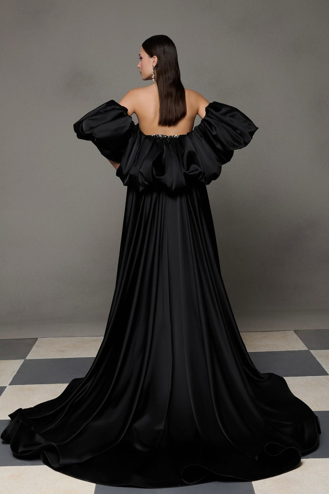 Sequined Puff-Sleeve Dress