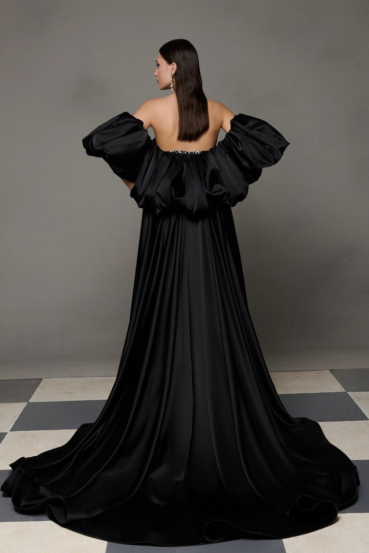 Sequined Puff-Sleeve Dress