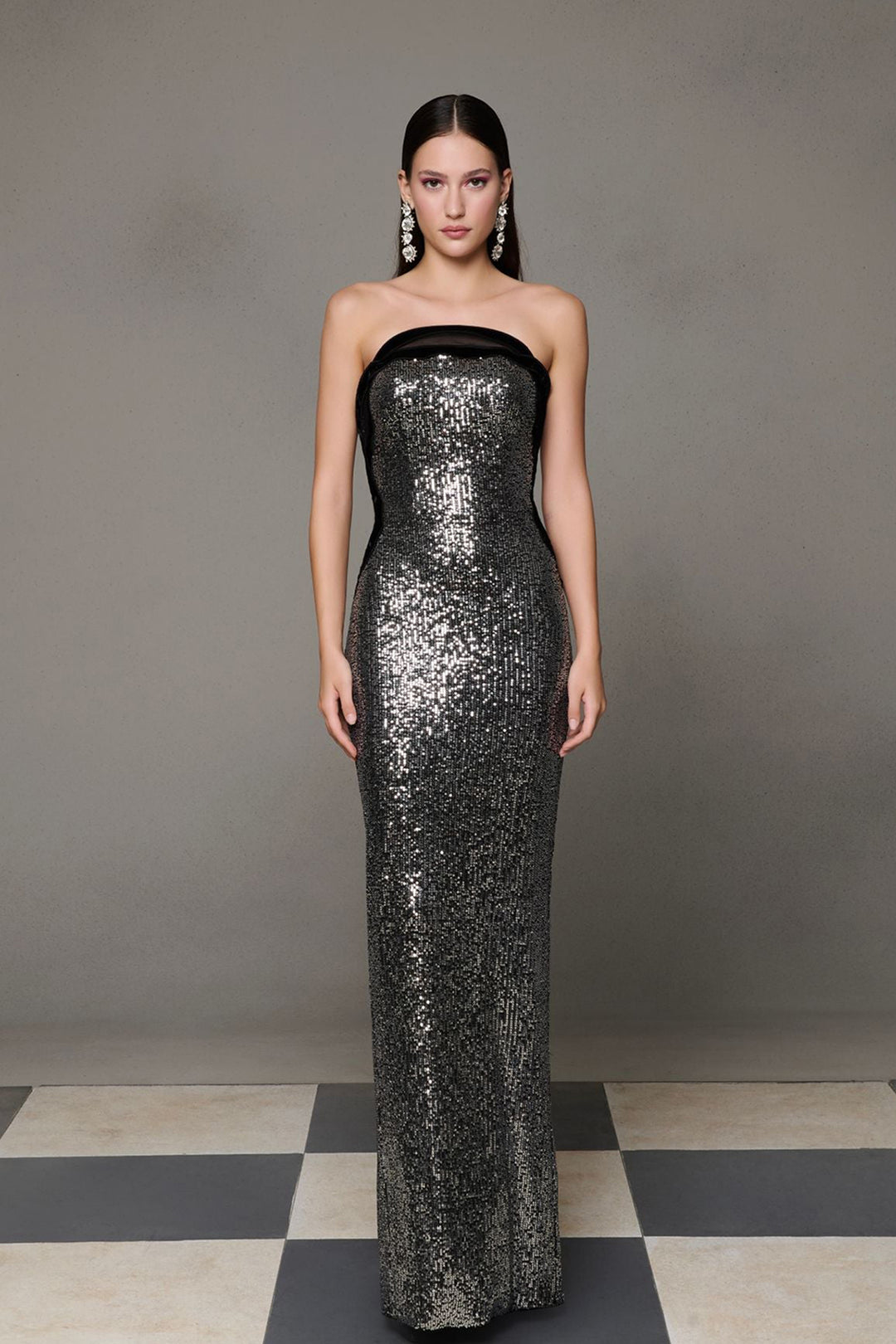 Sequined Puff-Sleeve Dress