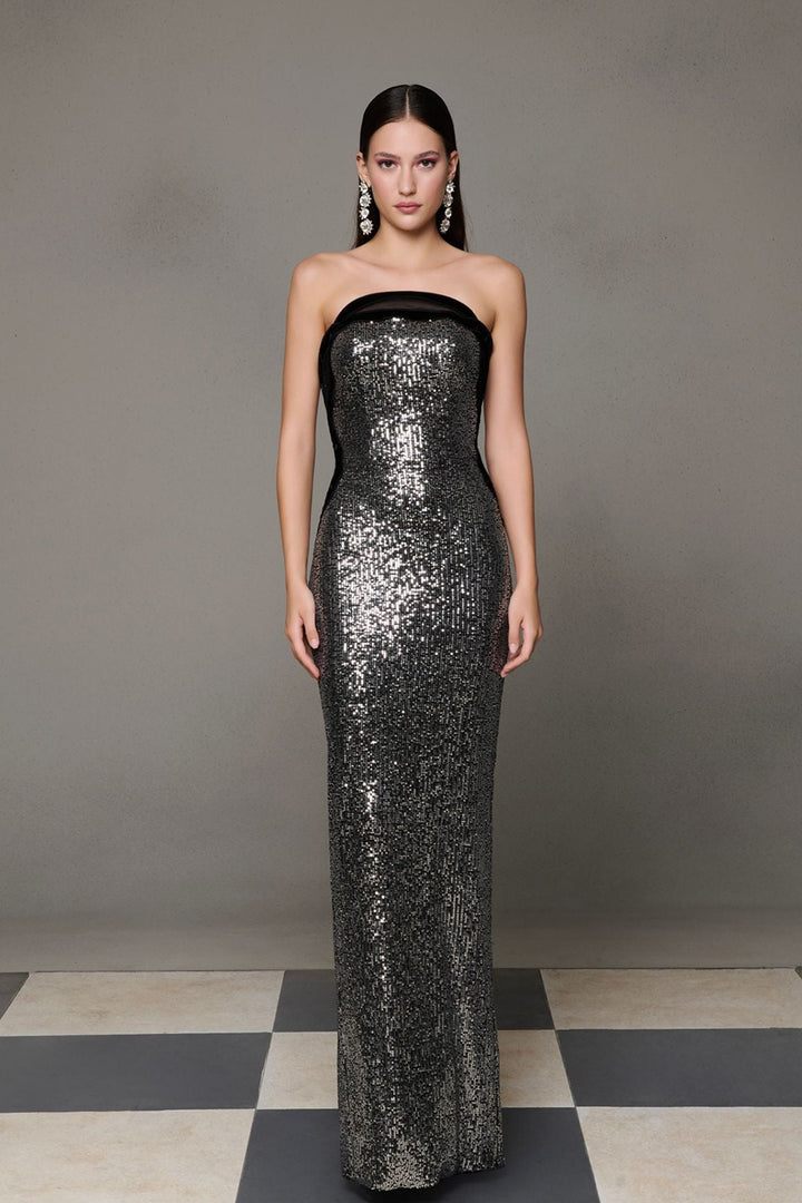 Sequined Puff-Sleeve Dress