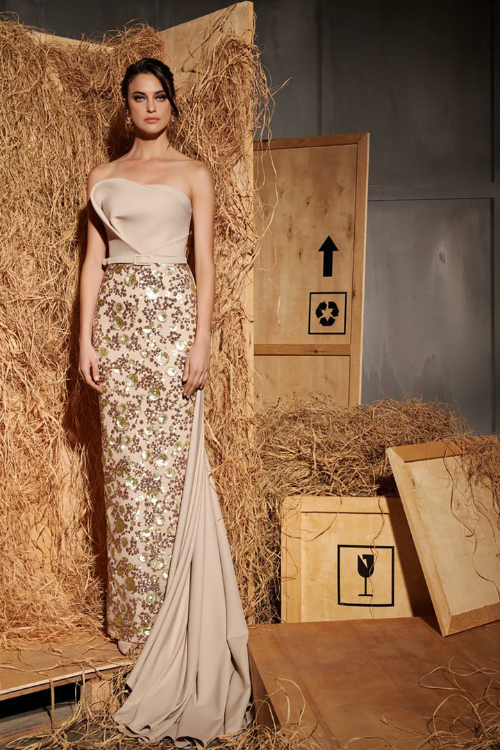 Two-Tier Skirt Overlay With Column Dress