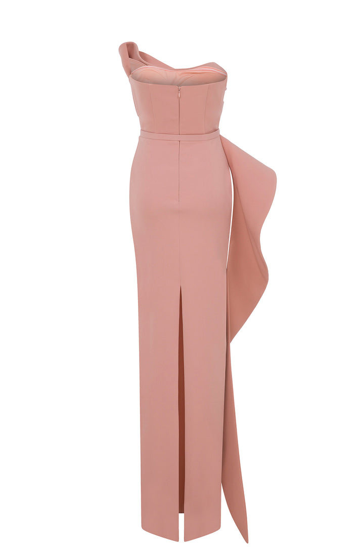 One-Shoulder with Cascading Drapes Dress