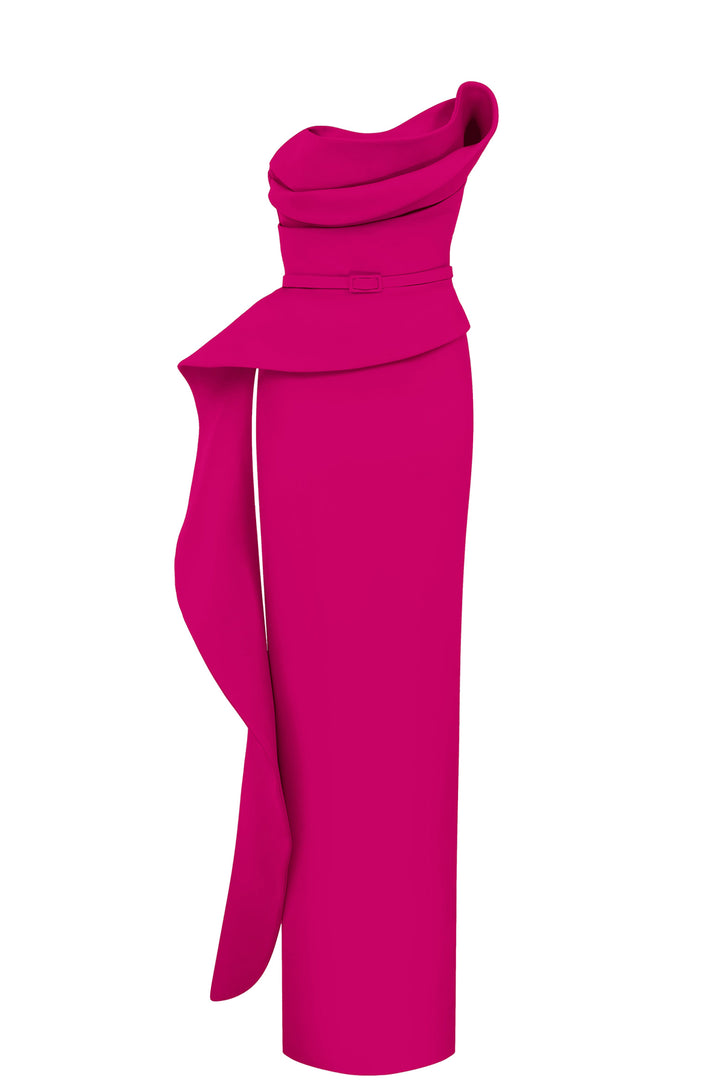 One-Shoulder with Cascading Drapes Dress