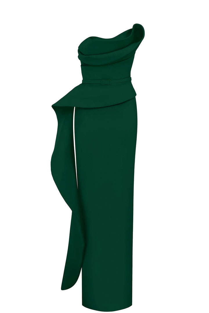 One-Shoulder with Cascading Drapes Dress