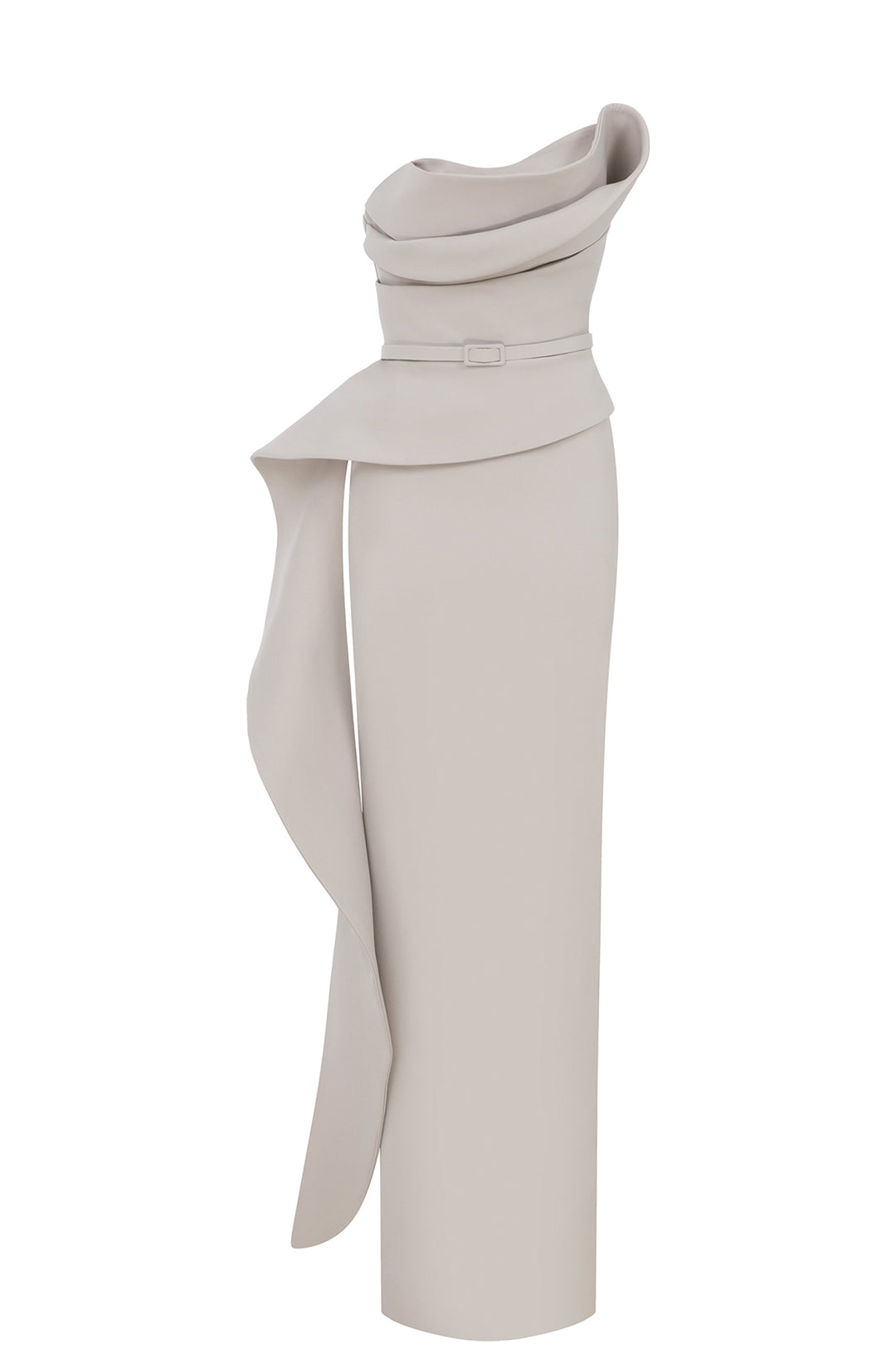 One-Shoulder with Cascading Drapes Dress