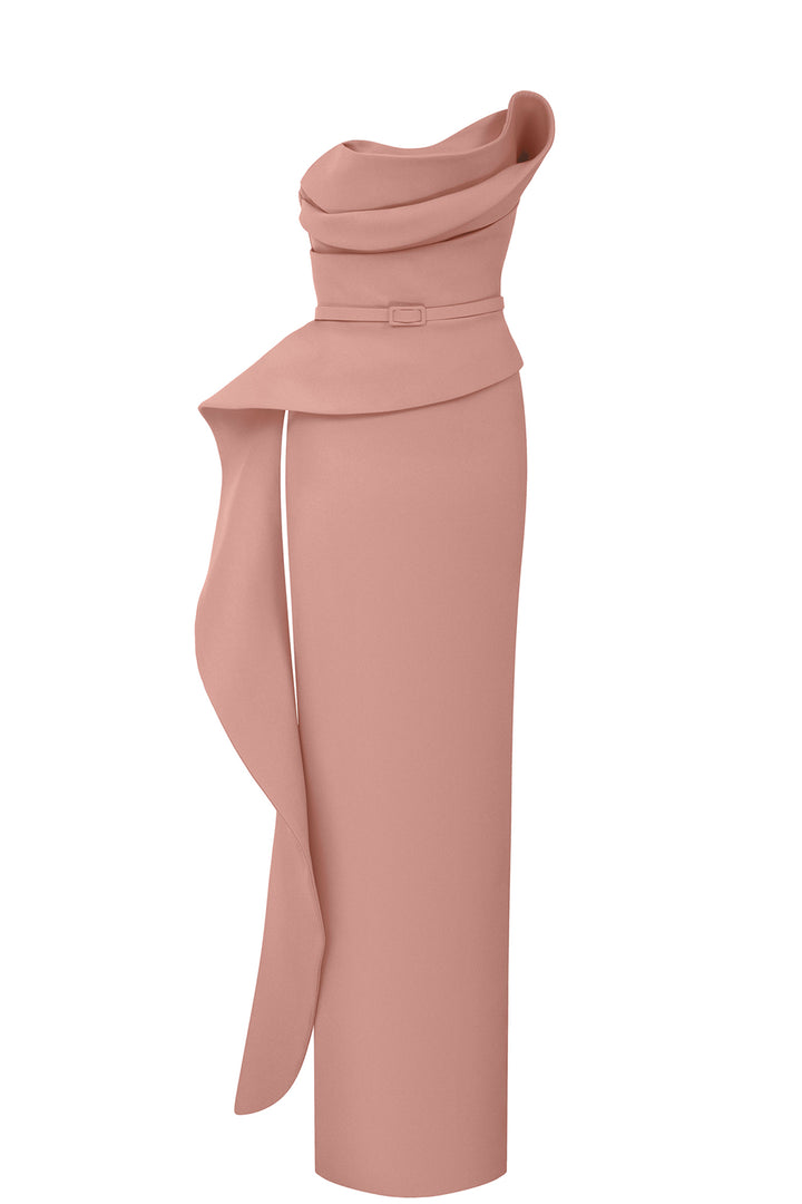 One-Shoulder with Cascading Drapes Dress