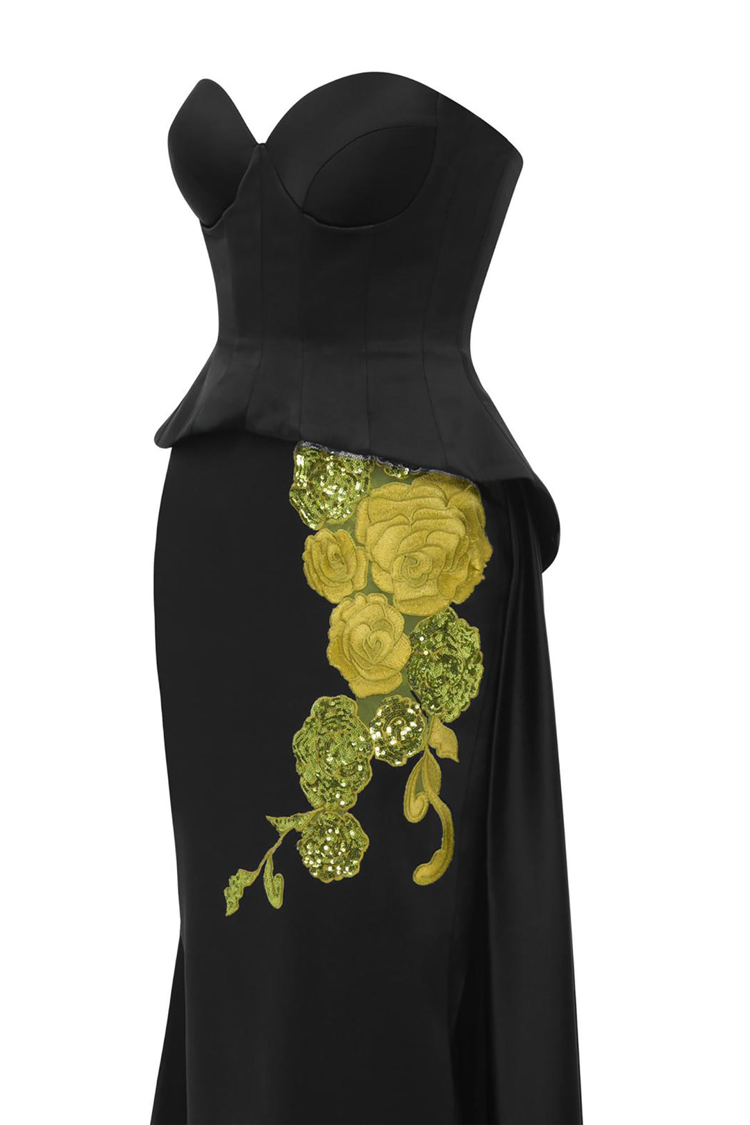 Satin Strapless with Embroidery Dress