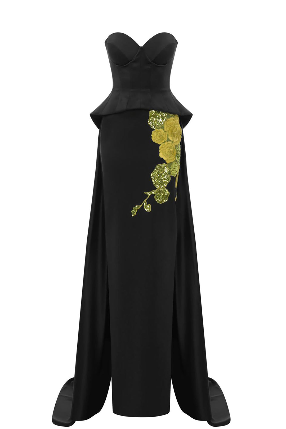 Satin Strapless with Embroidery Dress