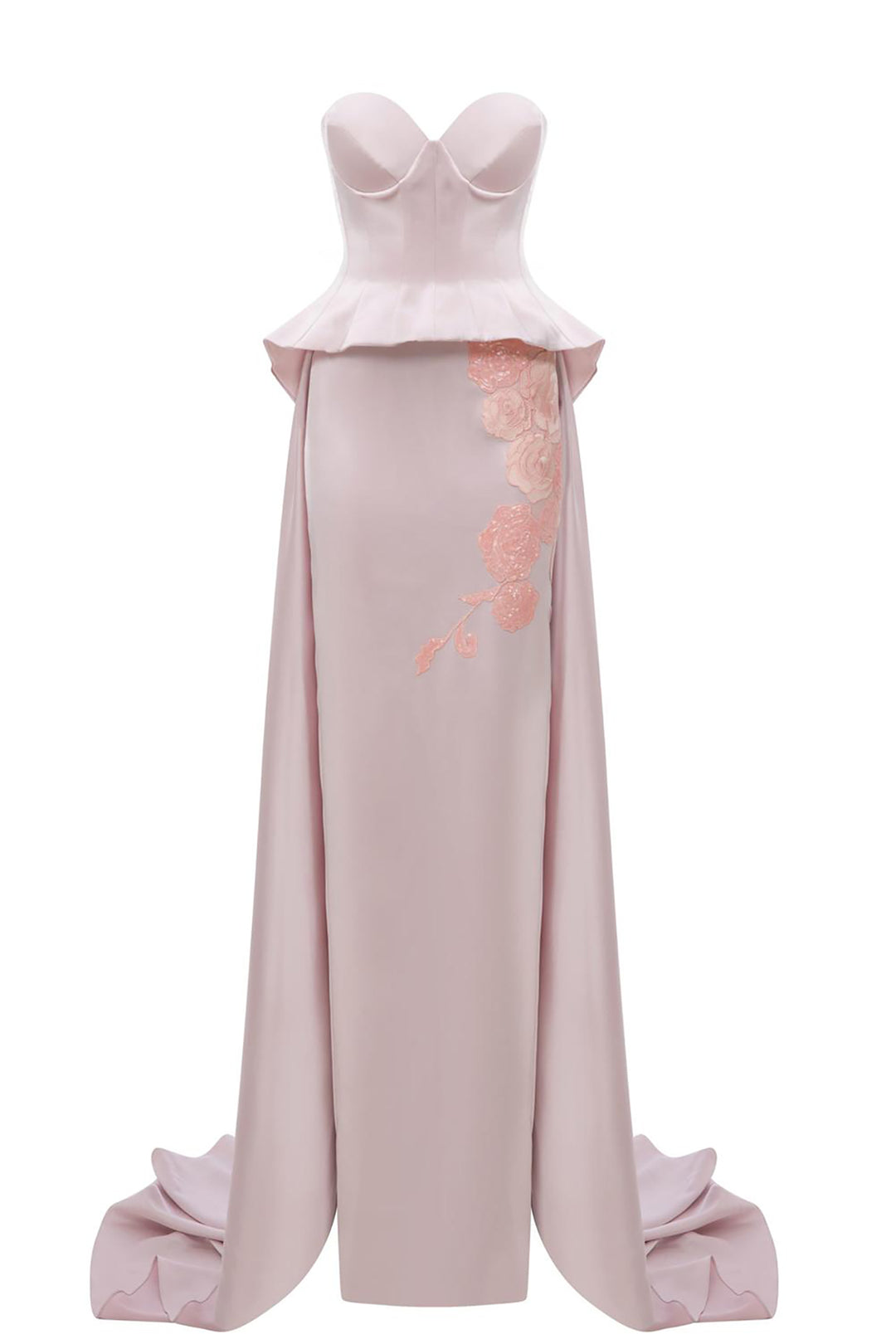 Satin Strapless with Embroidery Dress