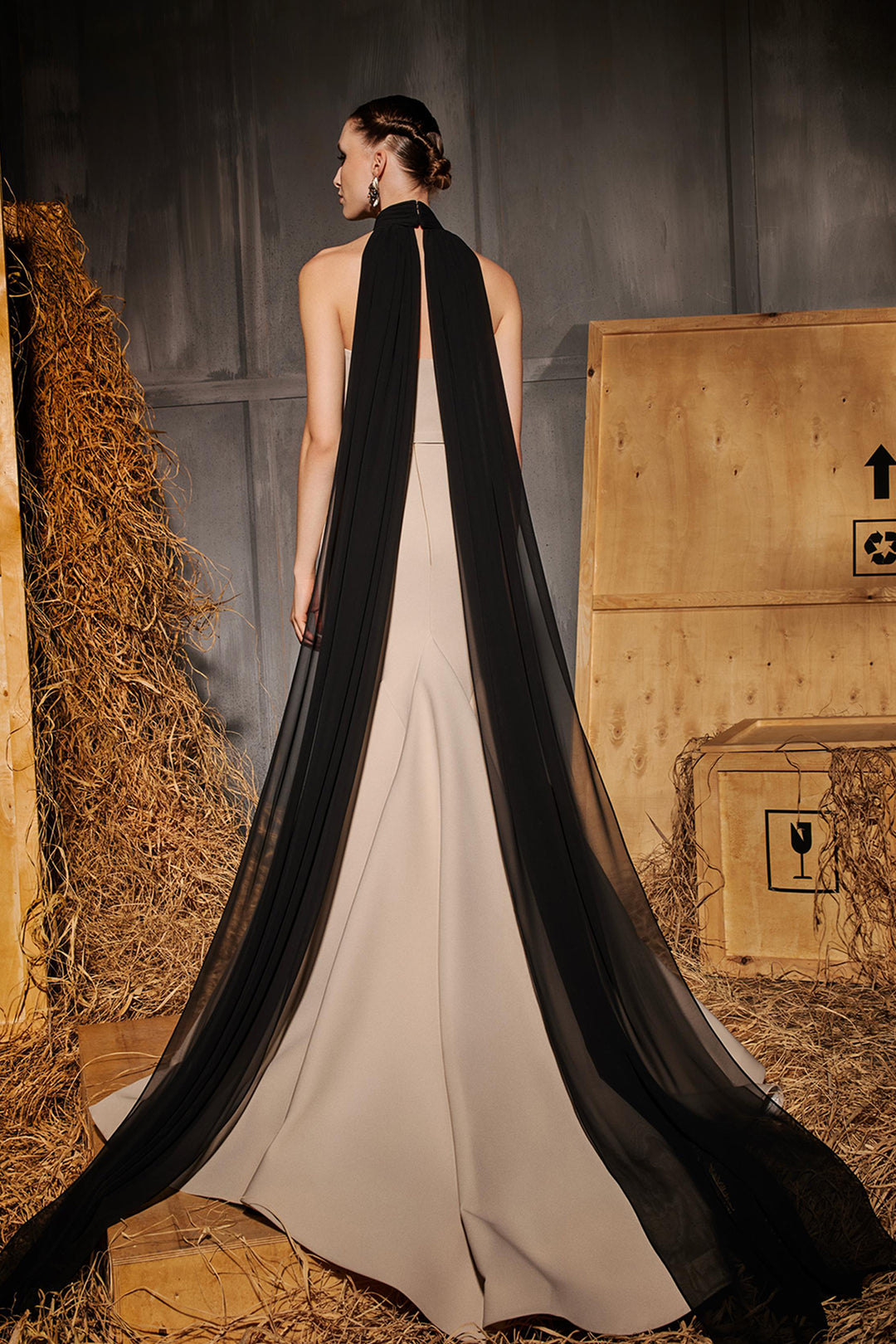 Mermaid Train with Oversized Sleeve