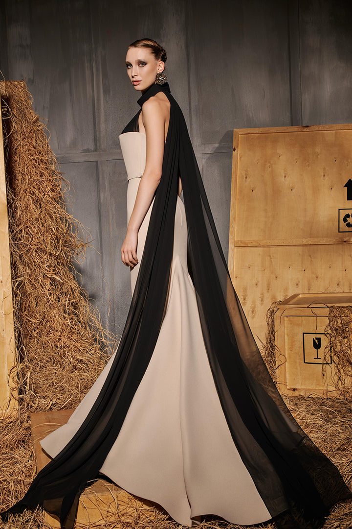 Mermaid Train with Oversized Sleeve