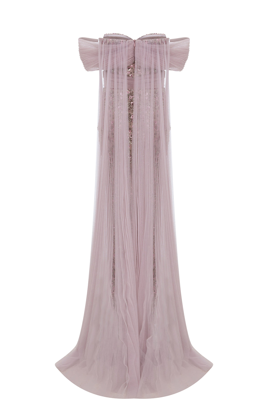 Off-The-Shoulder Cape-Overlay Column Dress