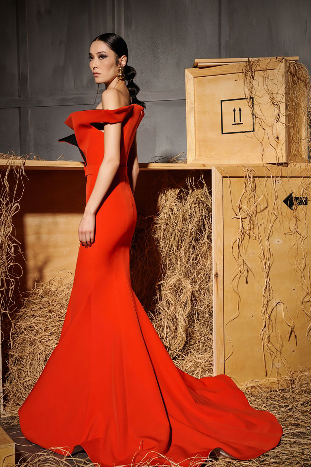 Mermaid Off-The-Shoulder Draped Sleeves