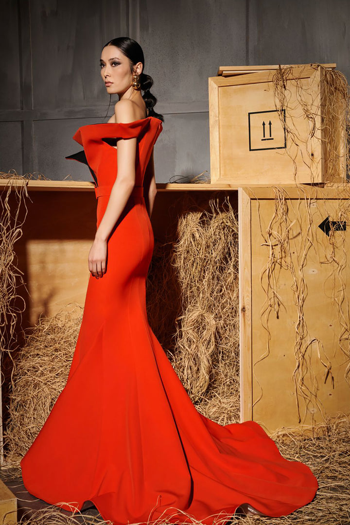 Mermaid Off-The-Shoulder Draped Sleeves