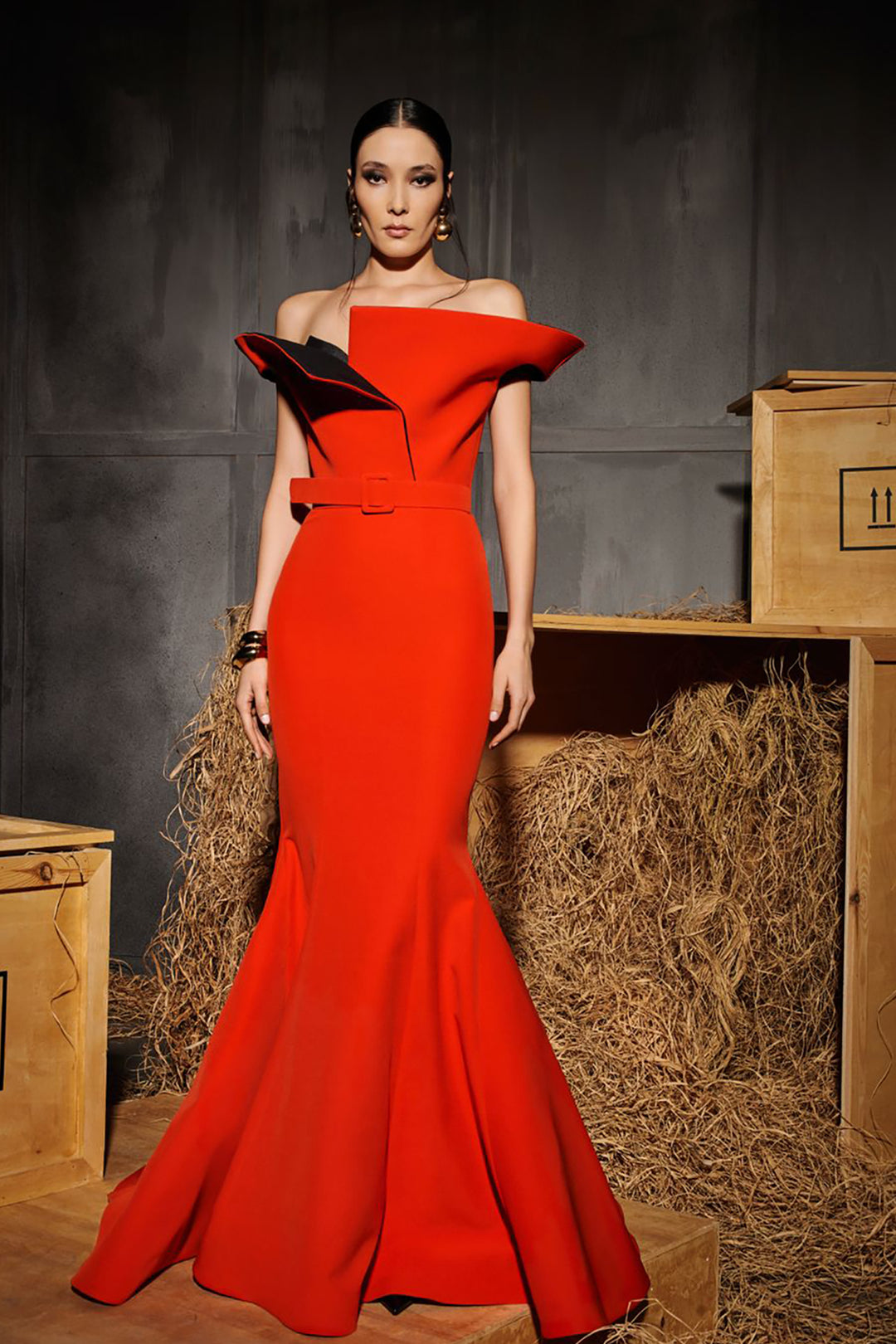 Mermaid Off-The-Shoulder Draped Sleeves