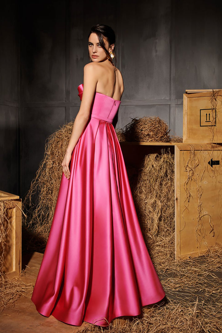 Strapless Fitted A-Line Satin Dress