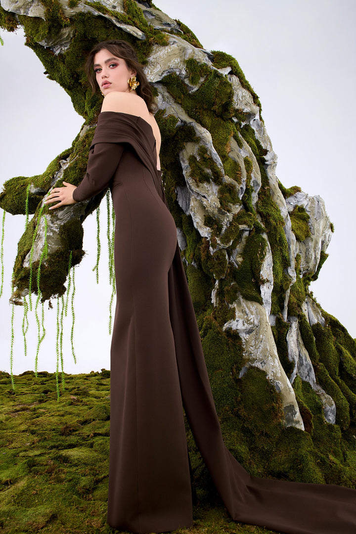 Cape-Back Column Dress