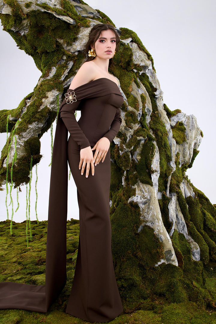 Cape-Back Column Dress